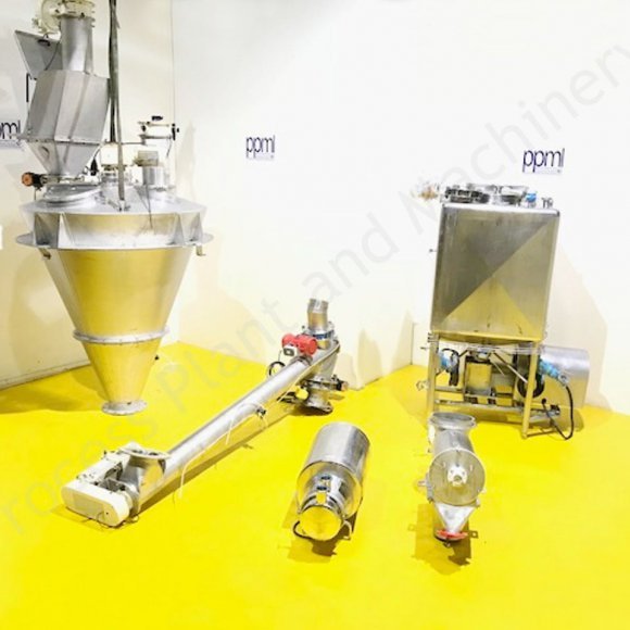 1,200 Ltr Powder Hopper Blending Plant with Screw Feed Conveyor & Liquiverter